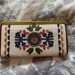 Embroidered Floral Leather Wallet